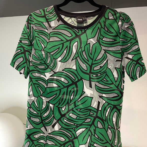 ASOS stunning sheer green black palm resort women’s Shirt Size Medium - Picture 7 of 7